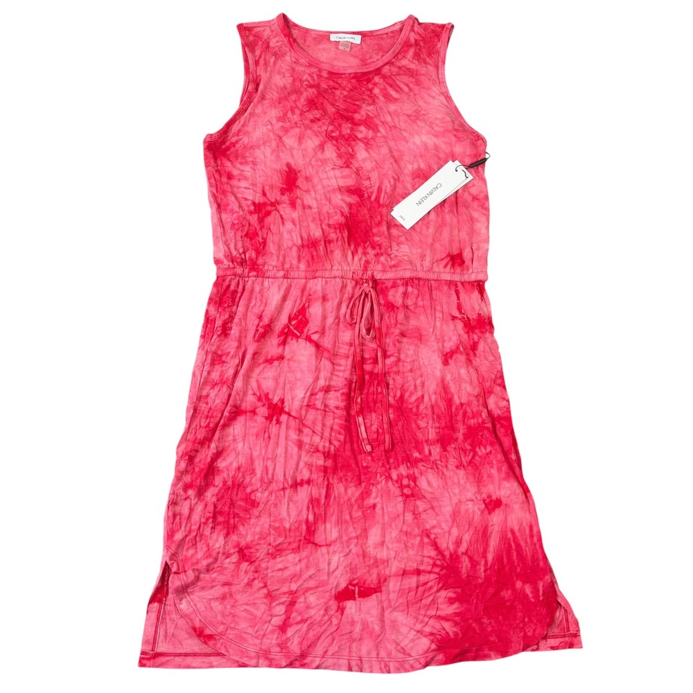 Calvin Klein Girls Tie Dye Pink Sleeveless Elastic Waist Dress Size 12
